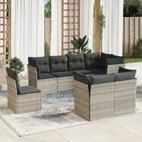 Set Divano da Giardino 8pz con Cuscini Grigio Chiaro Polyrattan 3217932