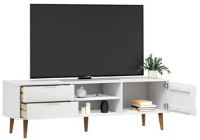 Mobile tv molde bianca 158x40x49 cm in legno massello di pino