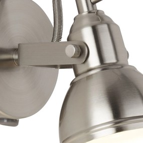 Applique Contemporanea Focus Spotlight Acciaio Argento Bianco 1 Luce Gu10