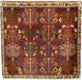 Shiraz Tappeto persiano 60 x 60 Rosso (Iran) Annodato A Mano