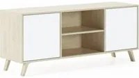 Mobile TV 140x40x57cm a 2 porte soggiorno colore Rovere e porte colore Bianco modello Wind