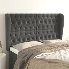 Testiera Ad Orecchio Grigioscuro 147x23x118/128cm İn Velluto /