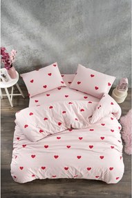 Set copripiumino e federa rosa per letto singolo o esteso con lenzuolo incluso/3 pezzi 160x220 cm Red Heart – Mila Home