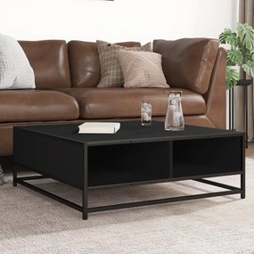 Tavolino Da Salotto Nero 80x80x30 Cm İn Truciolato E Metallo /
