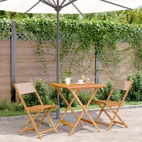 Set Da Bistrot 3pz Tortora İn Tessuto E Legno Massello /