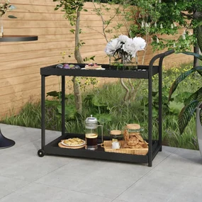 Carrello Da Bar Nero 100x45x83 Cm İn Polyrattan /