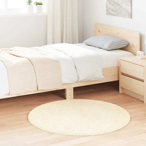Tappeto Shaggy A Pelo Lungo Navarra Crema 100x100 Cm Poliestere /