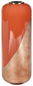 Vaso grande D. 30 x H. 82 cm in Metallo smaltato Terracotta e foglia ramata - PERLIN