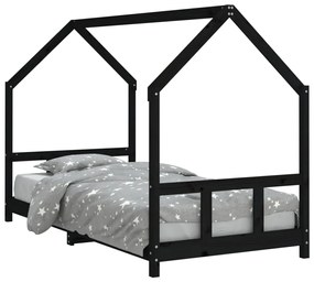Giroletto per bambini nero 90x200 cm in legno massello di pino