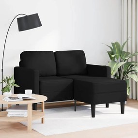 Divano 2 Posti Con Chaise Longue A L Nero 125 Cm İn Similpelle /