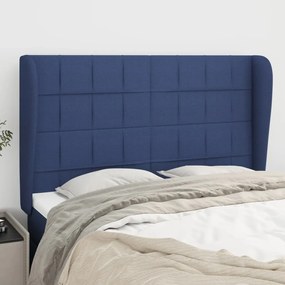 Testiera Ad Orecchio Blu 147 X 23 X 118/128 Cm İn Tessuto /