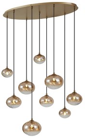 Lampada a sospensione Art Déco oro con vetro ambrato 9 luci - Jia