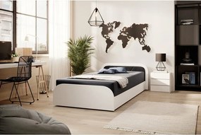 Letto singolo imbottito/in truciolato bianco/grigio scuro con contenitore e materasso inclusi 80x190 cm Parys – ELTAP