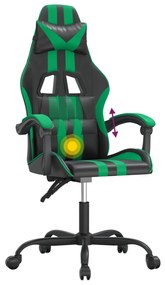 Sedia da Gaming Girevole Nera e Verde in Similpelle