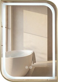 Specchio LED ZONE con cornice oro spazzolato – 70x50 cm