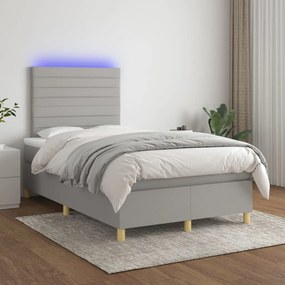 Letto A Molle Materasso E Led Grigio Chiaro 120x200 Cm Tessuto /