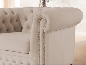 Poltrona chesterfield beige con rivestimento in velluto York Blik – Ropez
