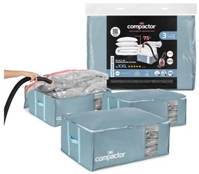 Set di organizer per vestiti sottovuoto in plastica 3 pz 65x45x27 cm Blue Edition - Compactor