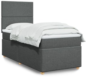 Giroletto A Molle Con Materasso Grigio Scuro 100x200 Cm Tessuto /