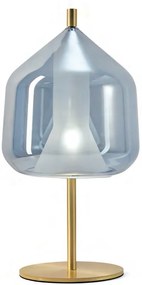 Miloox Xray Lampada da tavolo in vetro borosilicato color cielo con montatura in oro spazzolato