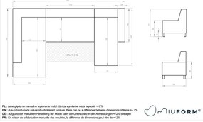 Divano letto a U azzurro, angolo destro Dazzling Daisy - Miuform