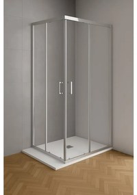 Box doccia con ingresso angolare scorrevole Alba L 68 x L 100 x H 190 cm in vetro, sp. 6 mm cromo