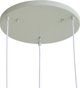 Lampada a sospensione Japandi bianca con paralumi organici verde chiaro 3 luci - Moonstone