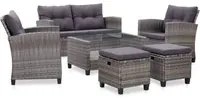 Set Divani da Giardino 6 pz con Cuscini Polyrattan Grigio Scuro 46150