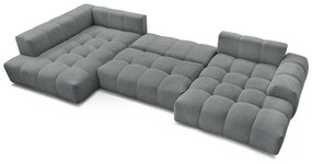 Divano angolare grigio scuro allungabile e con contenitore (penisola a sinistra/a U) con rivestimento in ciniglia Everest – Bobochic Paris