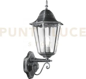 Applique up firenze nera e silver 1 luce attacco e27 ip44 20,5x28,5...