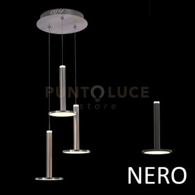 Tua, lampada a sospensione 3 luci, nero opaco, led/27w 3000k 1400lm...