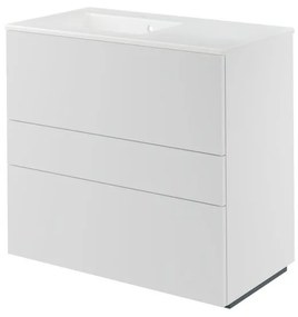 Mobile da bagno a terra L 90 x H 84 x P 48 cm bianco, 3 cassetti Apertura push-pull SENSEA Neo Line, Maniglie acquistabili separatamente