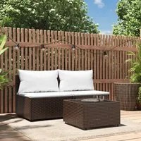 Set Mobili da Giardino 3 pz con Cuscini in Polyrattan Marronecod mxl 130098