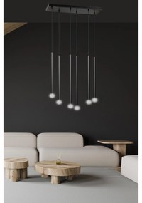 Lampadario 6 Luci Moderno Shu Acciaio Nero E Paralumi A Cilindri Sottili