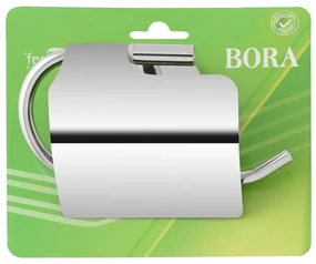 Porta rotolo a muro con coperchio in acciaio cromato   Bora