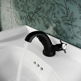 Rubinetto per lavabo a canna alta Mauna nero cromato in ottone SENSEA P 16.6 cm H 13.3 cm