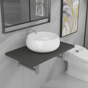 Set Mobili Da Bagno 2 Pz Ceramica Grigio /