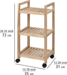 Scaffale da bagno in legno di acacia con tre ripiani su ruote 35x72 cm Acina - Wenko