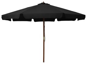 Ombrellone Da Esterni Con Palo İn Legno 330 Cm Nero /