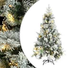 Albero di Natale Innevato Preilluminato Pigne in PVC e PE, Albero di Natale Innevato Preilluminato Pigne 195cm in PVC e PE