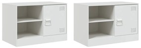 Mobili tv 2 pz bianchi 67x39x44 cm in acciaio