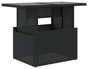 Tavolo da giardino piano in vetro nero 100x55x73 cm polyrattan