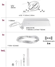 Paulmann 94436 - SET 5xGU5,3/10W Faretto CARDAN 230V cromo opaco