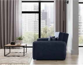 Divano blu scuro allungabile/con contenitore e rivestimento in ciniglia 155 cm Laine – ELTAP