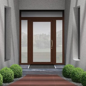 Portoncino d'ingresso Condo22 con vetro L 90 x H 210 cm in PVC noce, apertura spingere a sinistra
