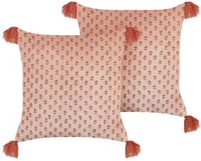 Set di 2 cuscini velluto rosa 45 x 45 cm RUMHORA Beliani