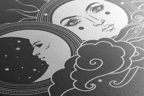Quadro su tela – Armonia tra sole e luna in bianco e nero