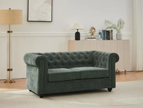 Divano 2 posti in tessuto verde CHESTERFIELD