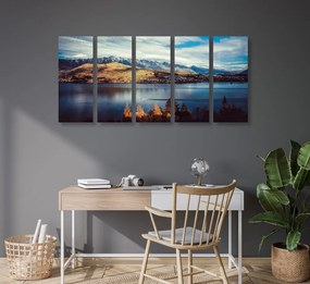 Quadri 5 pezzi – Tramonto sul lago