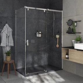 Box doccia con ingresso frontale battente Neo L 100 x H 200 cm, vetro 6 mm vetro senza finitura / trasparente profilo cromato